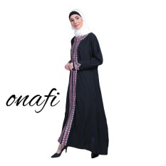 Onafi Gamis Abaya Arab Hitam Bordir MAYMUNA