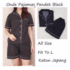 ONDE Pajamas Hitam Piyama Celana Pendek Piyama Wanita Dewasa Baju Tidur Wanita Dewasa