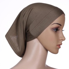 One Piece Muslim Jilbab Pendek Adjustable Stretch Islam Bucket Hat Kapas Kopi-Intl