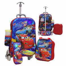 Onlan Cars MCQueen 6D Timbul Trolley Anak 4in1 Set 6 Roda Gagang Samurai Import - Blue