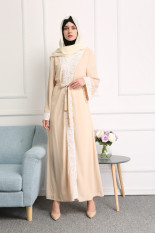 Warna Permen Gaun Putih Jubah Panjang Arab Trendi (Krem)