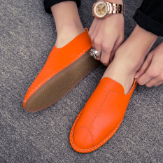Orang Malas Korea Modis Gaya Pria Really Sepatu Sepatu Kulit Kacang (1011 Jeruk)