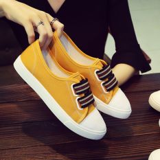 Orang Malas Korea Fashion Style Musim Panas Perempuan Baru Mulut Dangkal Sepatu Kain Sepatu Kets Putih (Kuning)