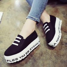 Orang Malas Semi Dan Baru Sol Tebal Sepatu Kets Putih Sepatu Golden Goose Sepatu Wanita (Hitam)