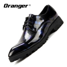 Oranger Pria Pria Berpakaian Oxford Sepatu LACE UP Pria Flats Sepatu Pernikahan Pria Bisnis Pernikahan Sepatu Baju Sepatu (Biru) -Intl