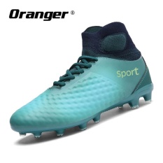 Oranger Sepak Bola Pria Sepatu Boots Lonjakan Panjang Olahraga Sepak Bola Merek Sepatu Sneakers Pria Outdoor Tinggi Ankle Boots (Biru) -Intl