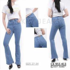 Ori 3 Warna Celana HW High Waist Jeans Cutbray Panjang Jeans Wanita 413
