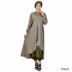 Original Azzurra Jual Gamis Muslimah Casual Wanita 578-07 Warna : Hijau Komb Terbuat dari Bahan : Katun Salem