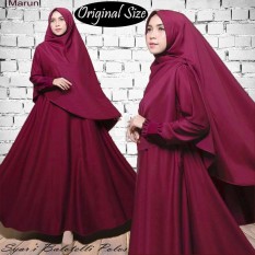 Original Size Gamis Muslim Syari Balotelli Polos HQ Marun + Set Kerudung Sesuai Foto