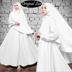 Original Size Gamis Muslim Syari Balotelli Polos HQ White + Set Kerudung Sesuai Foto