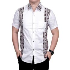 Ormano Baju Koko Muslim Batik Lengan Pendek Lebaran ZO17 23SR Kemeja Fashion Pria Modern All Size - Coklat
