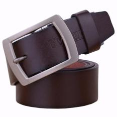 Ormano Fashion Tali Ban Pinggang Pria Kulit Koboi Square Ring Polos Belt - Coklat Tua