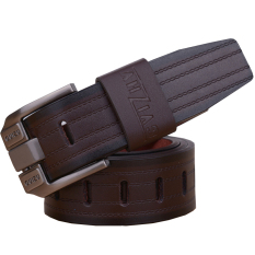 Ormano Fashion Tali Pinggang Kulit Pria AHZ Koboi Belt Casual Guizu Ahziaz PU Leather Man Fashion Accessories Gesper Sabuk Celana Ban Pinggang Outdoor Sekolah Kerja Formal Rapi Keren Cool Elegan Pelengkap Busana Nyaman Awet Tahan Lama - Coklat Tua
