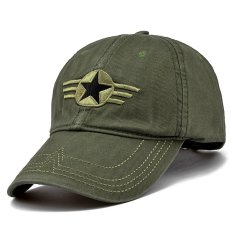 Ormano Topi Fashion Snapback Star Wing Army Militer Tactical Bordir Casual Bintang Sayap Polos Aksesoris Pria Wanita Hat Cap Pelindung Tudung Tutup Penutup Kepala Anti Panas Head Protector Jalan Hangout Travel Olahraga Sporty Baseball Cool Keren - Hijau