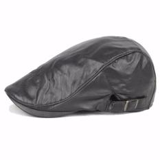 Ormano Topi Golf Summer Duckbill Pet Outdoor Fashion Kulit Casual Aksesoris Pria Men Accessories Cap Hat Pelindung Tudung Tutup Penutup Kepala Anti Panas Head Protector Jalan Berpergian Hangout Travel Olahraga Sporty Cool Keren K042 - Hitam