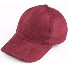 Ormano Topi Snapback Baseball Cap Korean Hip Hop Casual Polos Suede Wanita Pria Fashion Trendy - Merah Marun
