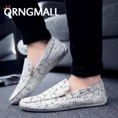 ORNGMALL Kedatangan Baru Klasik Tren Busana Pria Bintang Sepatu Kulit Kanvas Santai Loafers Sepatu Perahu Sepatu Malas Mengemudi Samping Slip-On & Loafer Pria