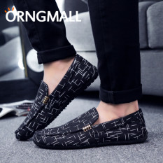 ORNGMALL Kedatangan Baru Klasik Tren Busana Pria Bintang Sepatu Kulit Kanvas Santai Loafers Sepatu Perahu Sepatu Malas Mengemudi Samping Slip-On & Loafer Pria