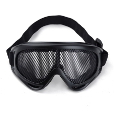 Kacamata Outdoor Hiking Masker Taktis Airsoft Perlindungan Mata Kacamata Pinhole Mesh Logam For Camping Berburu Kacamata Debu Keselamatan, Hitam-Intl
