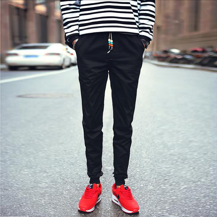 Outdoor Jogging Pants Ukuran Besar Pria Fashion Kasual Celana Korea Kaki Balok Kaki Celana Hitam