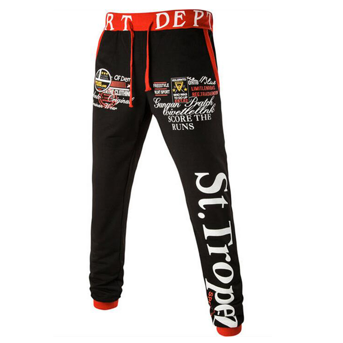 Outdoor Jogging Celana Pria Korea Fashion Kasual Huruf Dicetak Celana Elastis Harem Pants (Merah)