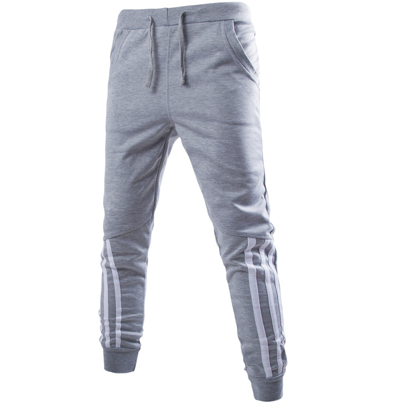Outdoor Jogging Celana Bergaris Pria Jahitan Fashion Versi Korea dari Casual Harem Light Grey