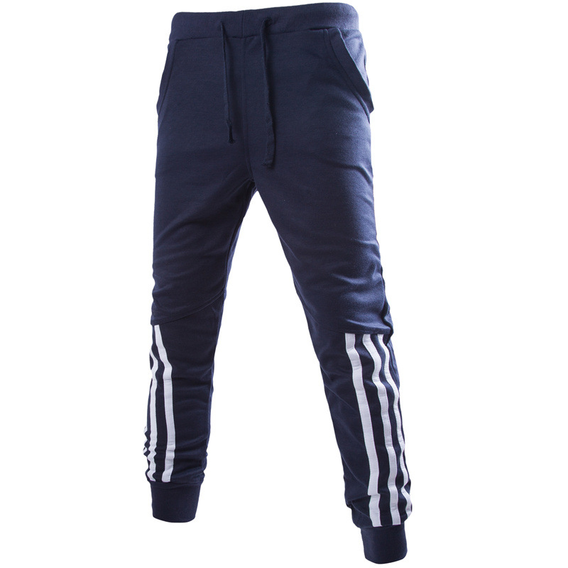 Outdoor Jogging Celana Bergaris Pria Jahitan Fashion Versi Korea dari Casual Harem NAVY