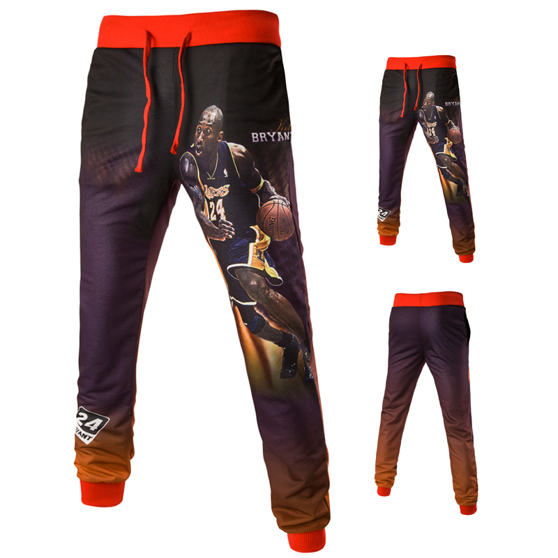 Outdoor Jogging Celana Pria Versi Korea dari Casual NBA Printing Harem Pants Fitness Hitam