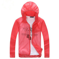 Outdoor Kulit Musim Semi dan Mantel Musim Panas Ultraviolet-bukti Mantel Debu Ultrathin Grille Kain Pasangan Rash Guard Panjang Lengan Jaket (pria Semangka Merah) -Intl?