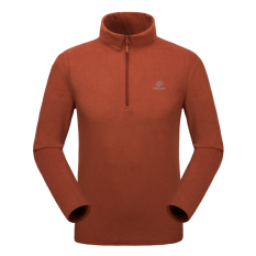 Outdoor Hangat Up Half Zip Pullover Fleece Mantel Windproof Pria Lengan Panjang Sweatshirt untuk Hiking Mountain-warna Orange -Intl