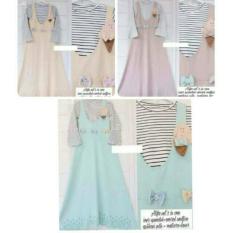 Overall Set Alifa Pastel 2In1 Murah/Overall Warna Pastel/Setelan Muslim Inner Dan Rok Kodok Murah