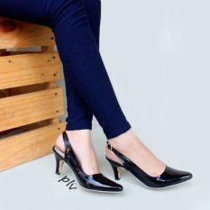 Own Works Sepatu Pantofel Wanita Heels Slingback PVD - Hitam