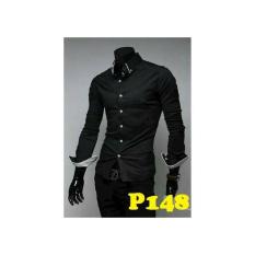 P148 Kemeja Hitam Black Hem Tailor Bagus Bisa Modifikasi- SIZE LENGKAP