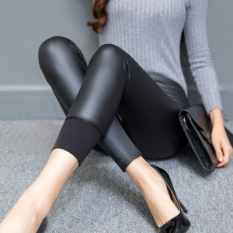Celana Kulit Celana Panjang Wanita Pakaian Luar Ukuran Besar Highwaist Model Tipis Celana Ketat Celana Wanita Musim Gugur dan Dingin Hitam Celana Terlihat Langsing Legging