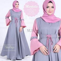 Pakaian Murah Wanita / Marbella Dress Warna Gelap Gamis Brukat Muslim Kekinian Tanah Abang