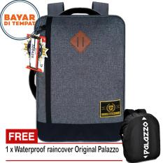 Palazzo Tas Ransel Tas Laptop Tas Selempang 3in1 Multifungsi Material Kanvas Original - Grey + Raincover