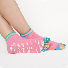 PALIGHT 2 Pcs Anti Slip Kaos Kaki Yogya 5 Jari (warna-warni Pink + Pink)