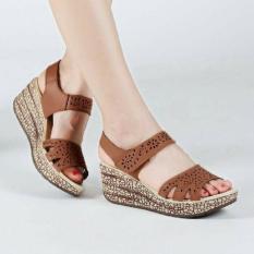 PALING DI CARI ! SANDAL WANITA / WEDGES WANITA warna COKELAT TERLARIS
