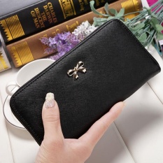 Panda Online Modis Wanita Wanita Clutch Kulit Panjang Dompet Tempat Kartu Dompet Busur Tas Tangan (Hitam)-Internasional