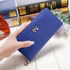 Panda Online Modis Wanita Wanita Clutch Kulit Panjang Dompet Tempat Kartu Dompet Busur Tas Tangan (Gelap Biru)-Internasional