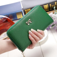 Panda Online Modis Wanita Wanita Clutch Kulit Panjang Dompet Tempat Kartu Dompet Busur Tas Tangan (Hijau)-Internasional