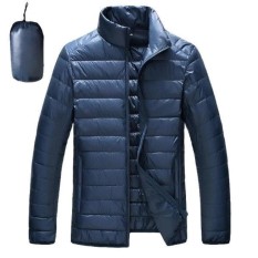 Panda Online Ultralight Down Jaket Kerah Berdiri Duck Ringan Tipis Musim Gugur Musim Dingin Polos Kasual Mantel Tahan Dr (angkatan Laut Biru) -Internasional