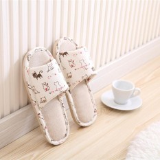 Panda Online Women Men Anti-slip Cute Linen Home Indoor Slippers Open Toe Shoes Flax - intl