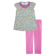 Papeterie Baju Setelan Anak Perempuan Motif Bunga Kerah Peter Pan ST 247 - Multicolor