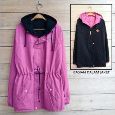 Parasut New Jaket parka 2 in 1 - Pink hitam