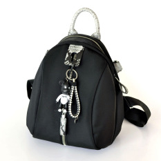 Paris Angin Kanvas Kecil Nilon Tas Ransel Tas (Hitam Motif Kulit Ular)
