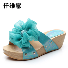 Pasukan Penjaga Perdamaian Italia Ribu Modis Perempuan Sepatu Sol Tebal Sendal Sandal (Warna Warni Hijau)
