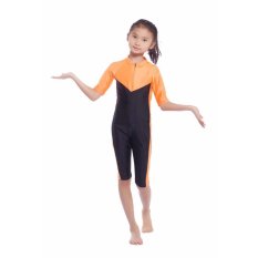 Patchwork Muslim Gadis Anak Swimwear Sederhana Islam Full Cover Pakaian Renang Swimsuit-Intl