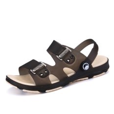 PATHFINDER Korea Fashion Pria Musim Panas Bernapas Lembut Slip Sandal Mandi Sandal Pantai Sandal-Brown
