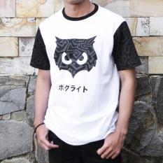 kaos pria distro pattern owl white